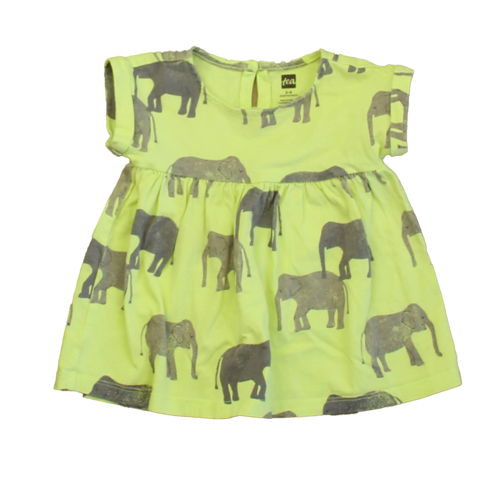 Tea Girls Green Elephants Dress size: 3-6 Months